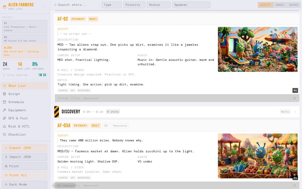 Storyboard & Script Breakdown System